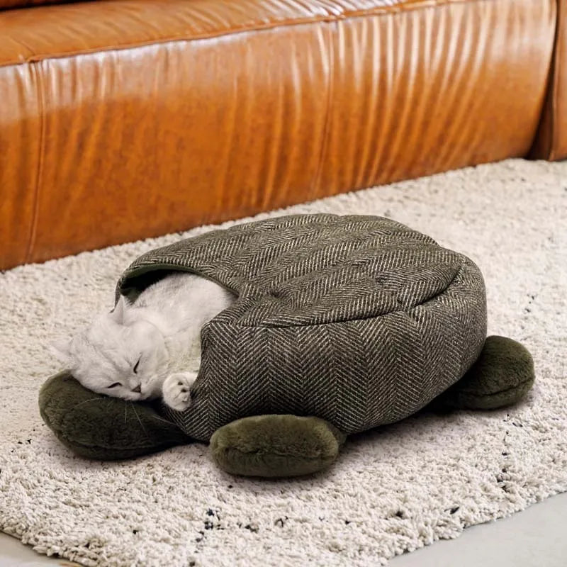 Turtle Wrapped-around Cat Sleeping Bag Bed  1