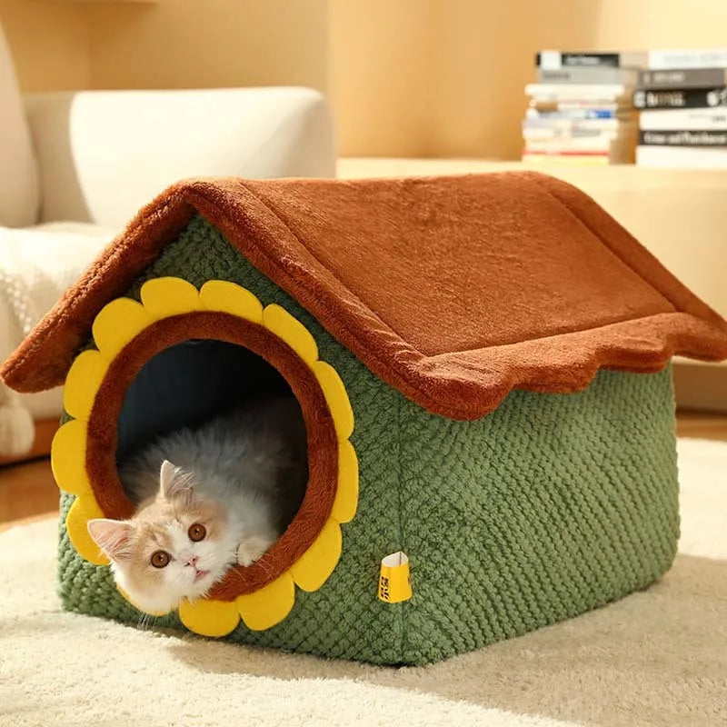 Adorable Sunflower Farm Plush Cat House 1