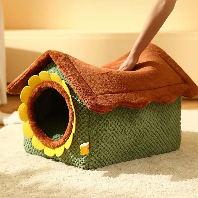 Adorable Sunflower Farm Plush Cat House 1