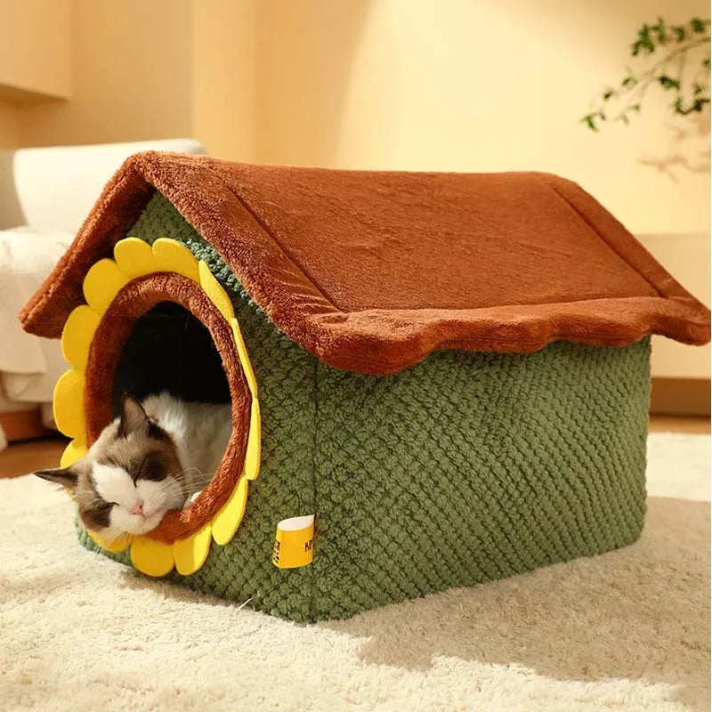 Adorable Sunflower Farm Plush Cat House 1