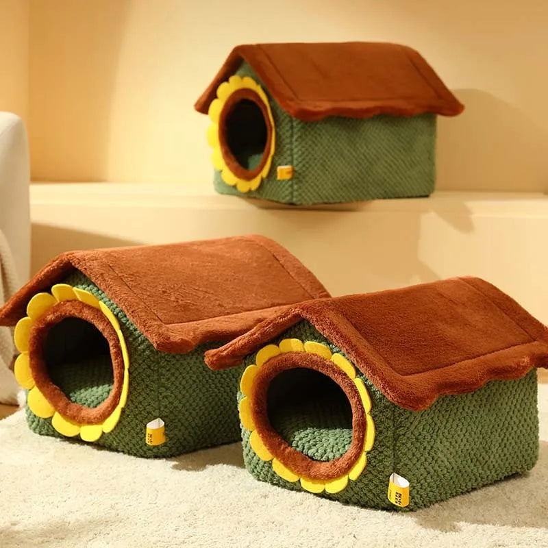 Adorable Sunflower Farm Plush Cat House 1